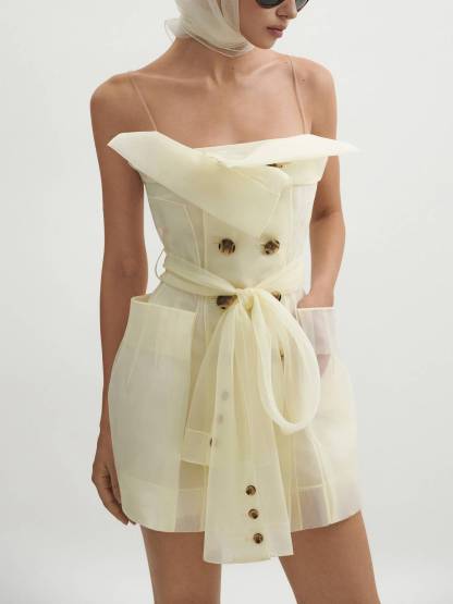 Organza Tube Top Sling Mini Dress