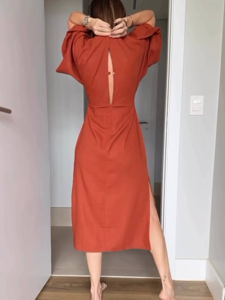 Bat Sleeve Lace-Up Dress