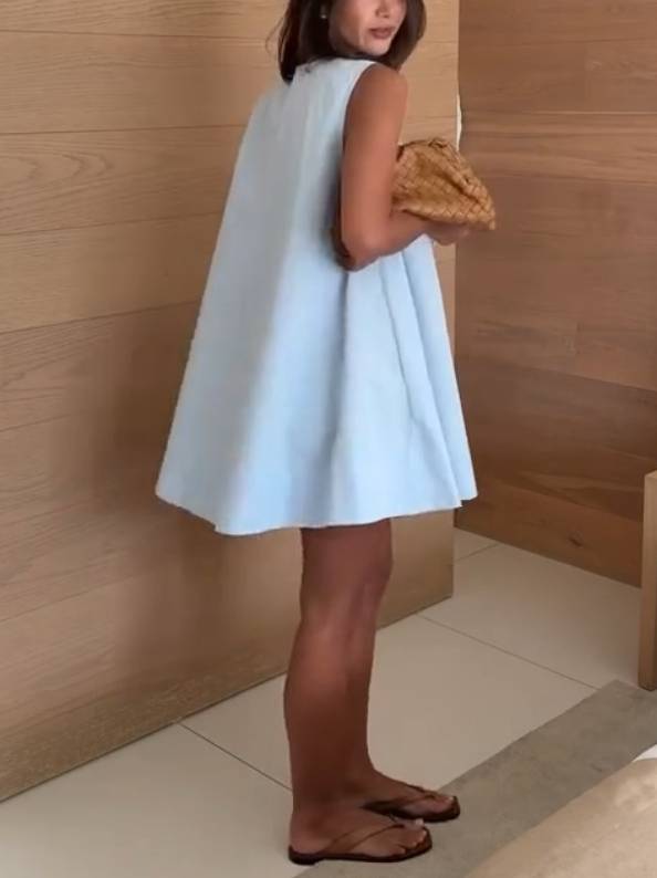 Minimalist U-Neck Loose Mini Dress