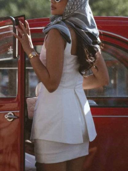 Minimalist Old Money Suspender Top And Skirt Suit