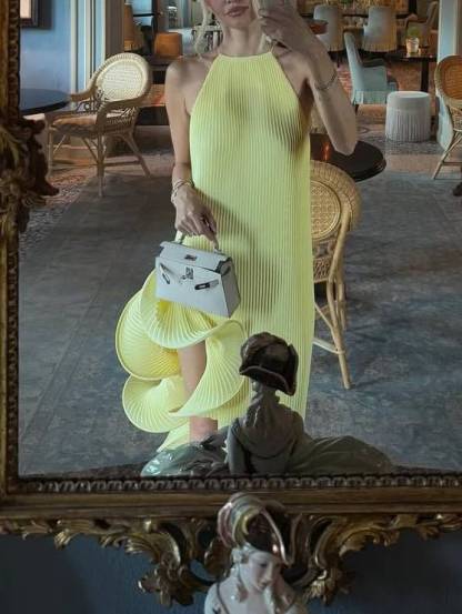 Asymmetric Rolled Hem Midi Dress