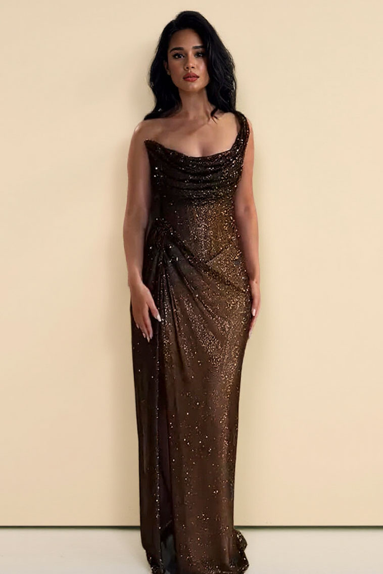Elegant Sequin Slit Party Maxi Dress