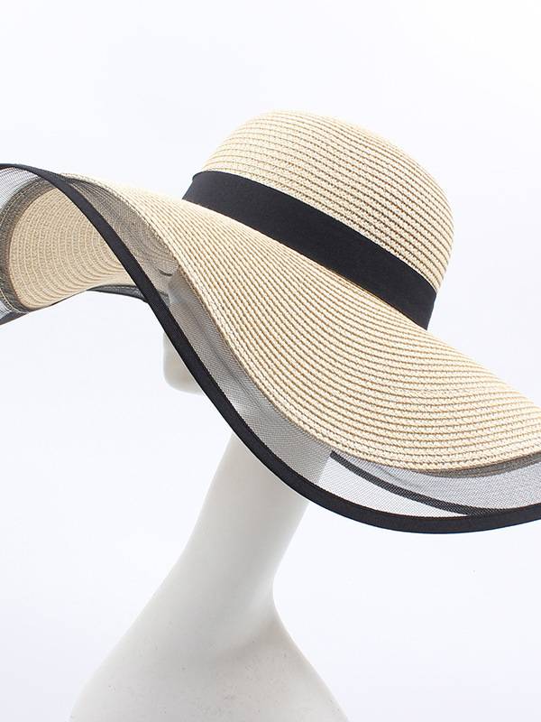 Mesh splicing Beach Seaside Vacation Straw Hat