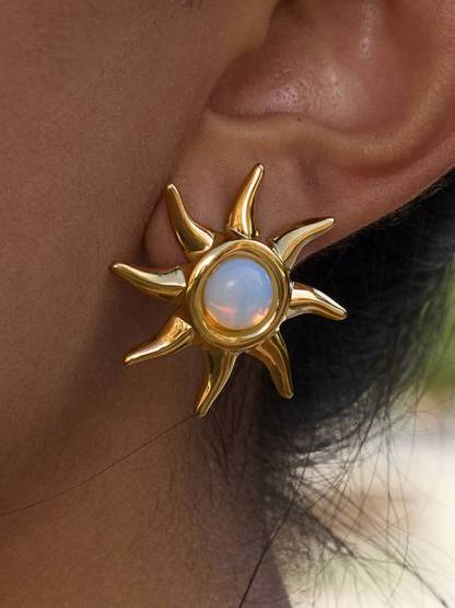 Vacation Style Sun Element Necklace Earrings Ring