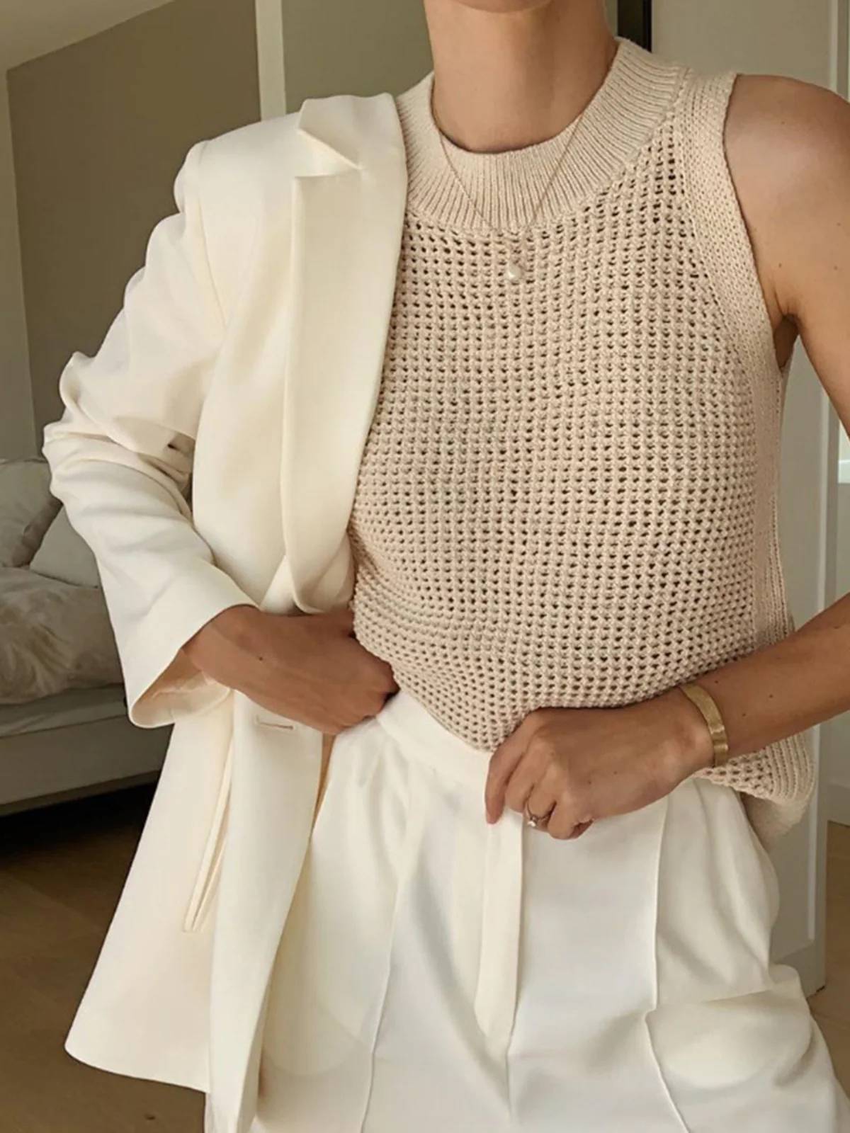 Mesh Pullover Knit Vest