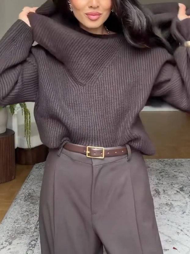 Scarf Design Pullover Sweater