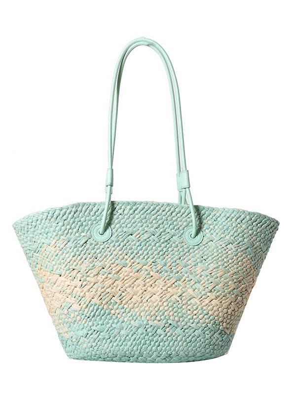 Gradient Colorful Hand-woven Beach Straw Bag