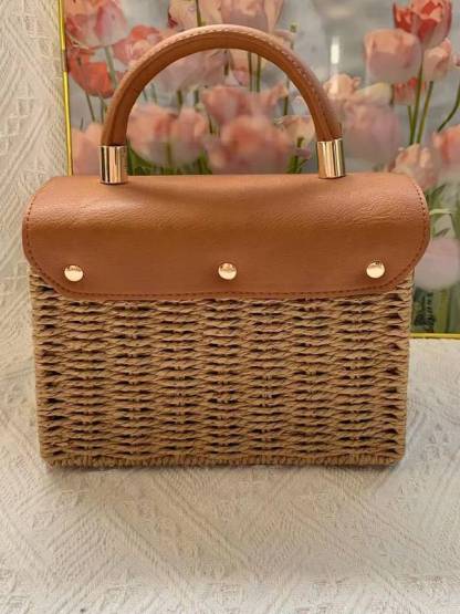 Handheld Crossbody Straw Bag