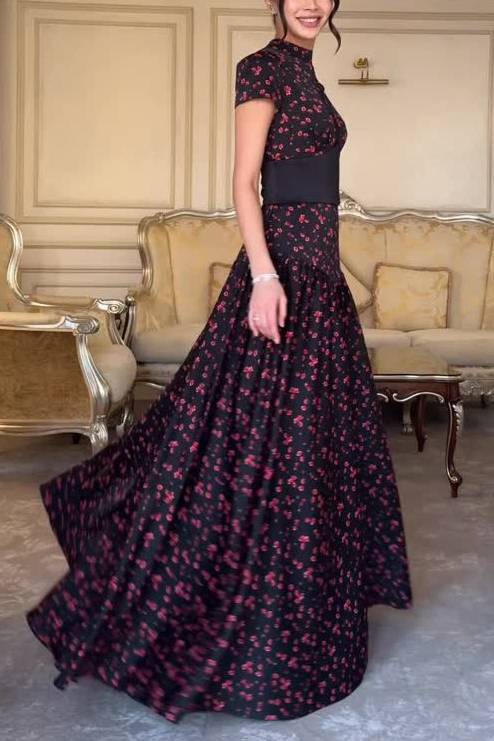 Waistband Floral Print Maxi Dress