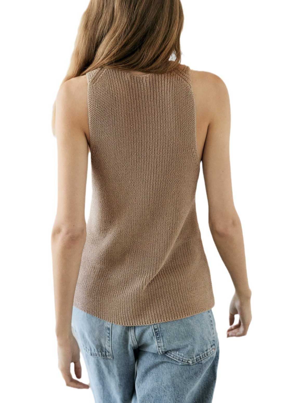 Cross Halter Neck Knitted Vest
