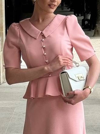 Elegant Retro Shirt And Skirt Suit-Shirt