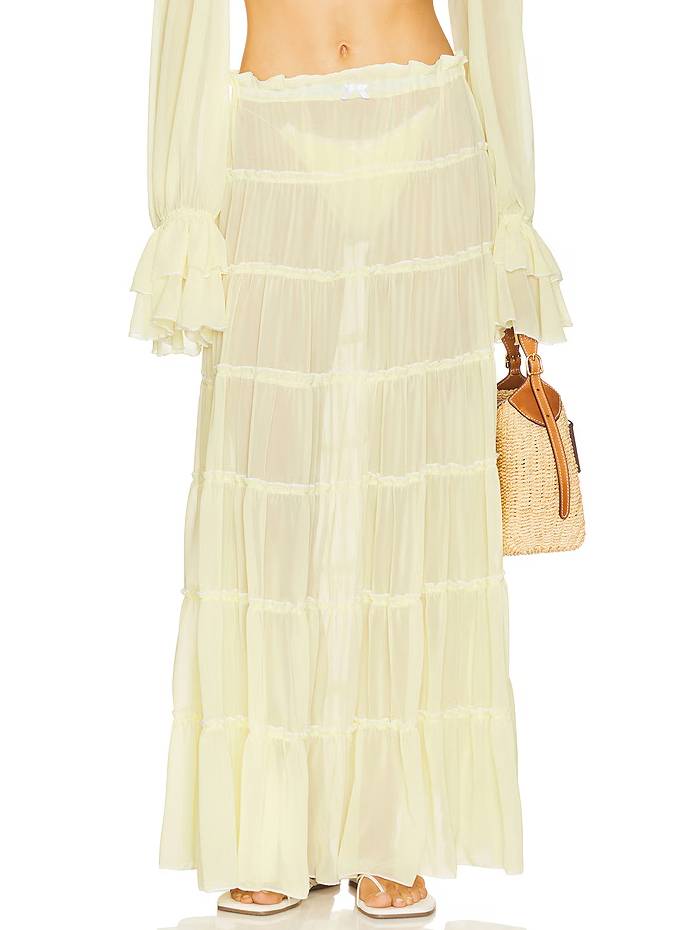 Long Sleeve Tube Top And Ruffle Skirt Suit-Skirt