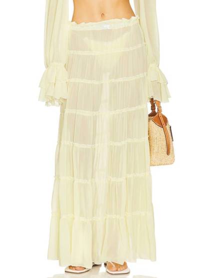 Long Sleeve Tube Top And Ruffle Skirt Suit-Skirt