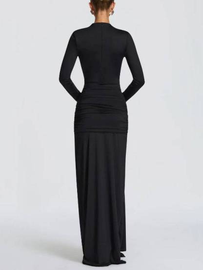 Hollow Design Pleated Maxi Dress