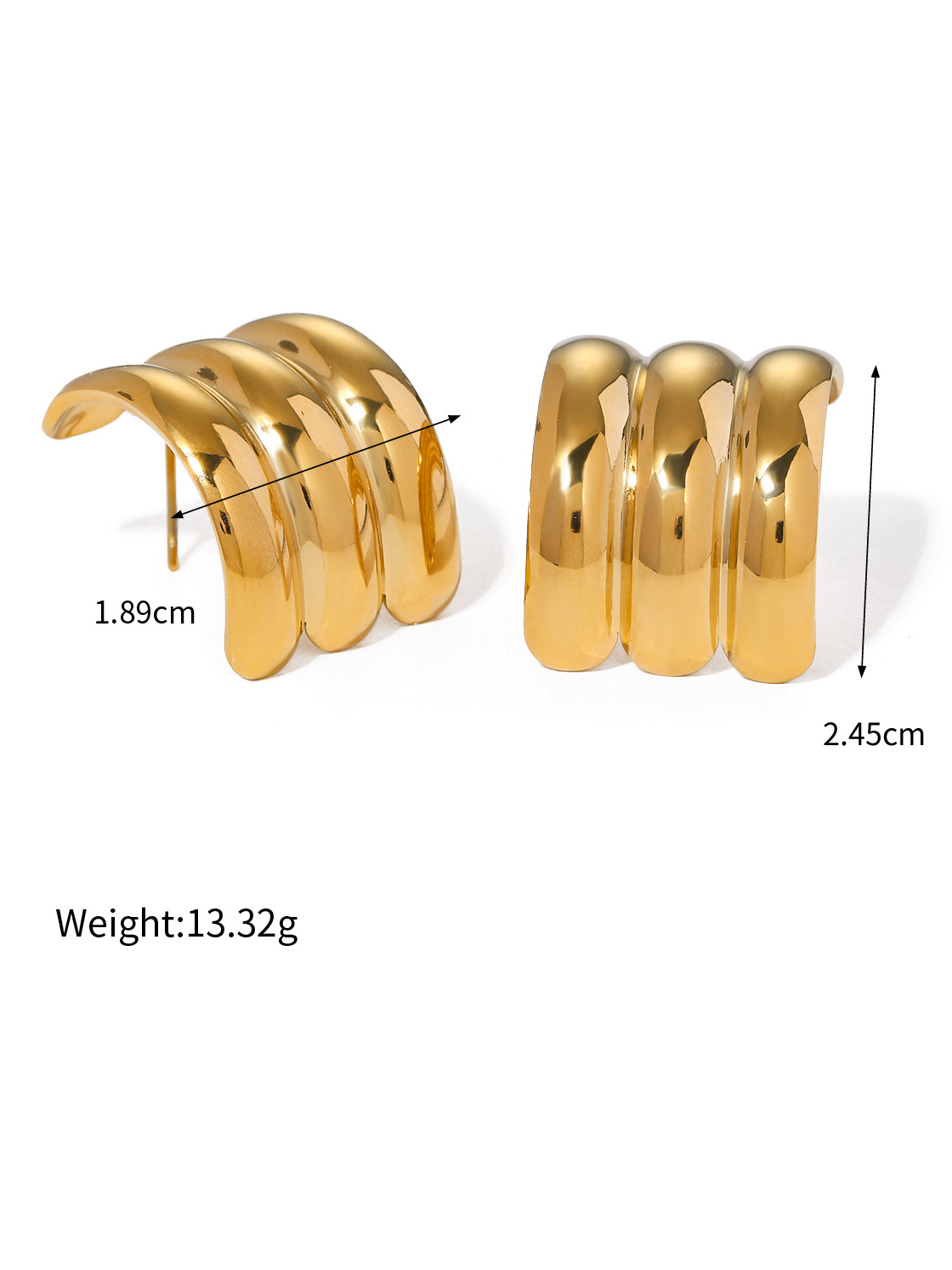 Square Large Wave Ribbed Earrings