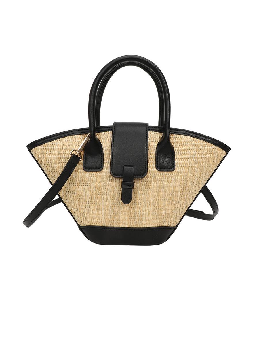 Vacation Style Straw And Leather Bag