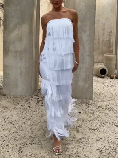 Tube Top Tassel Maxi Dress