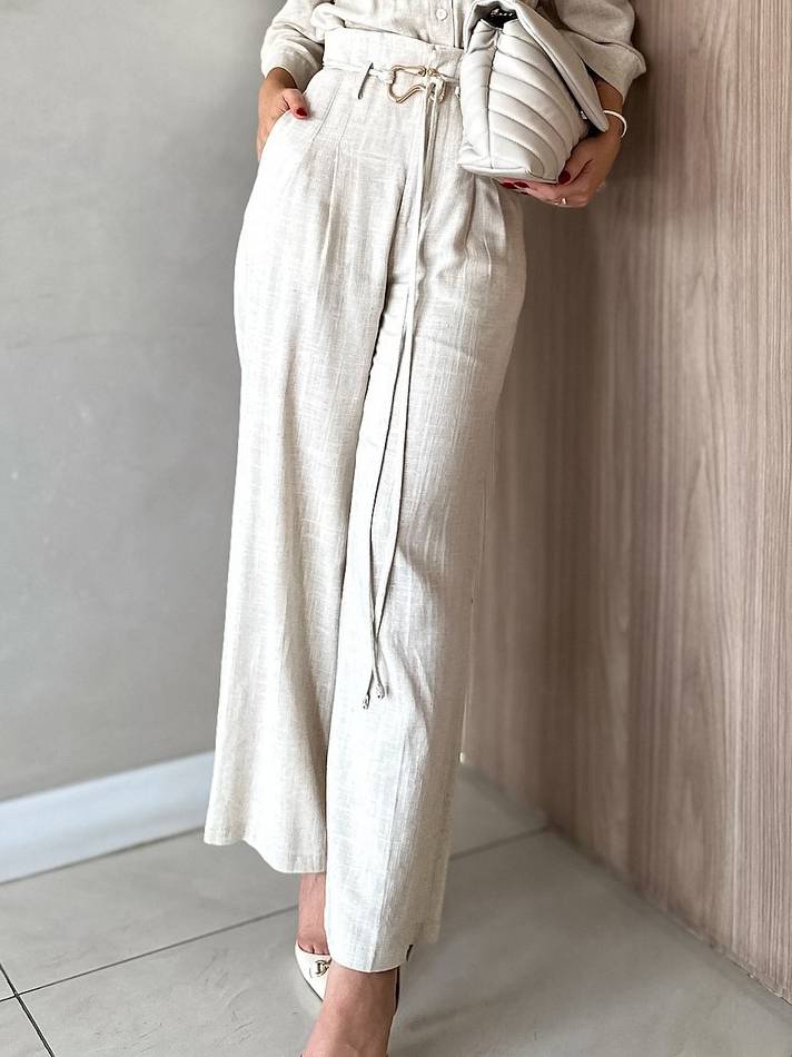 Minimalist Shirt And Wide Leg Pants Suit-Shirt