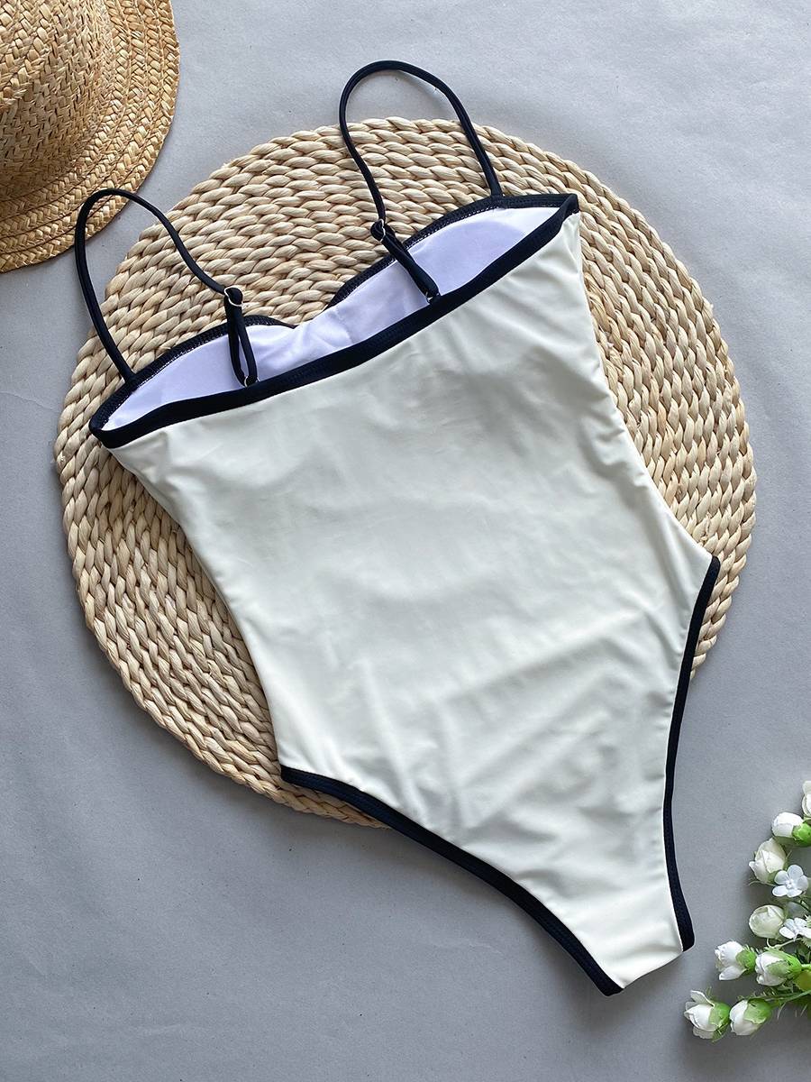 Contrast Color One-Piece Swimsuit
