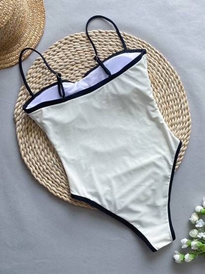Contrast Color One-Piece Swimsuit