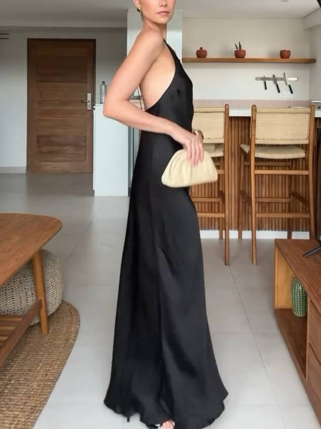 Minimalist Backless Sling Maxi Dress