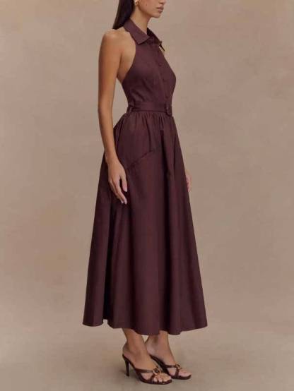 Minimalist Off-shoulder High Waist A- Shaped Dress