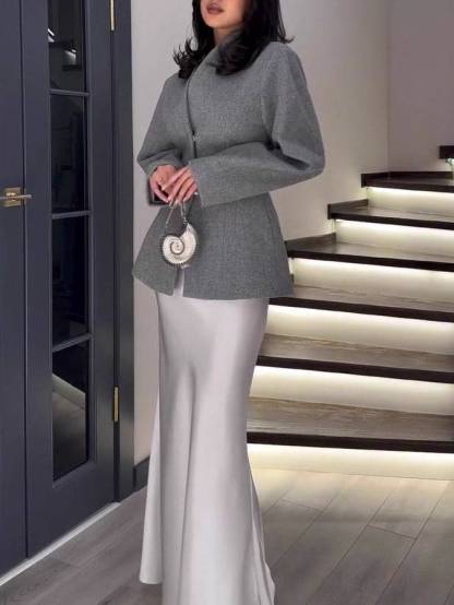 Minimalist Belt Design Short Jacket