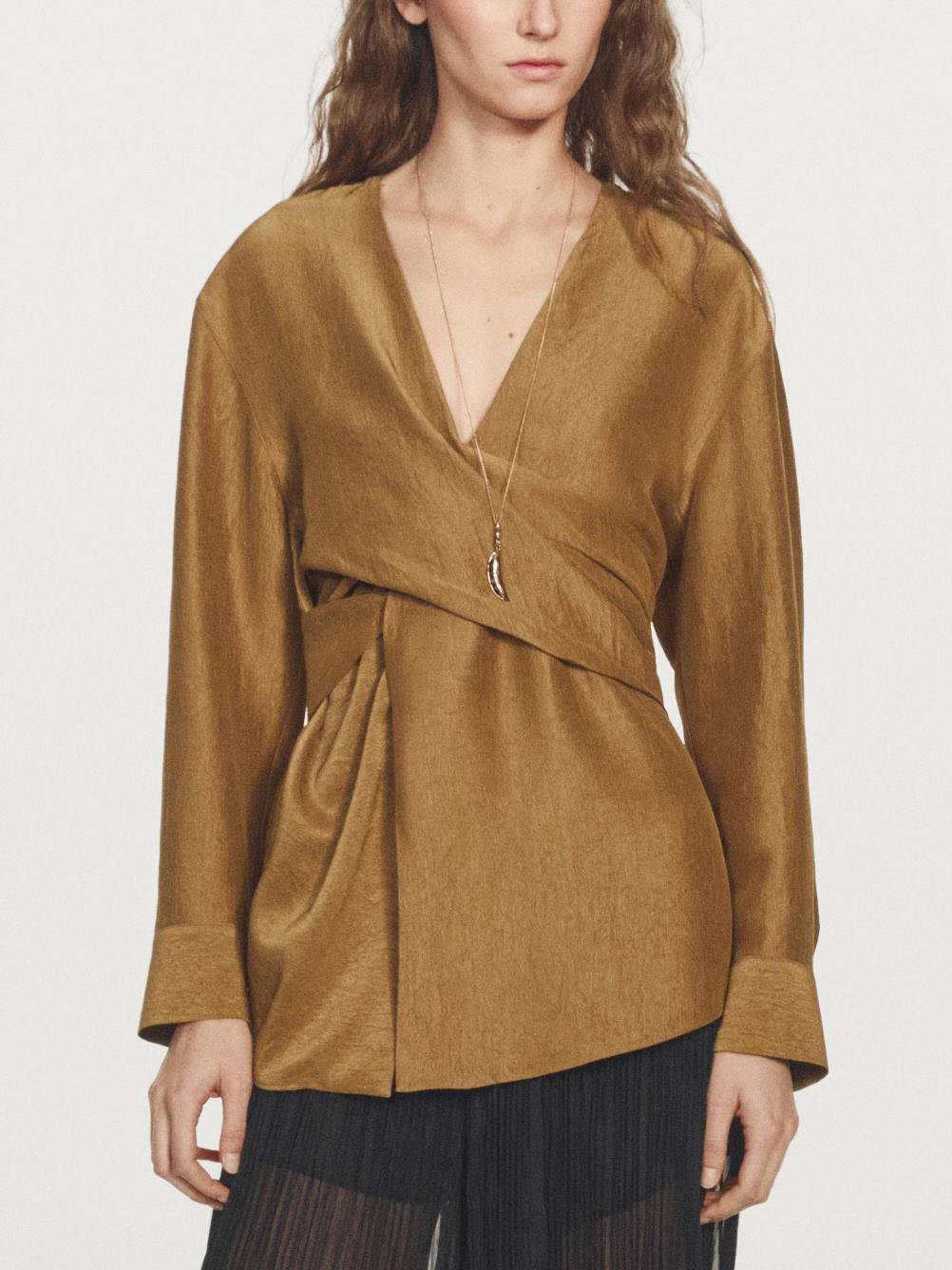 Cross Design Loose Shirt And Lantern Pants Set