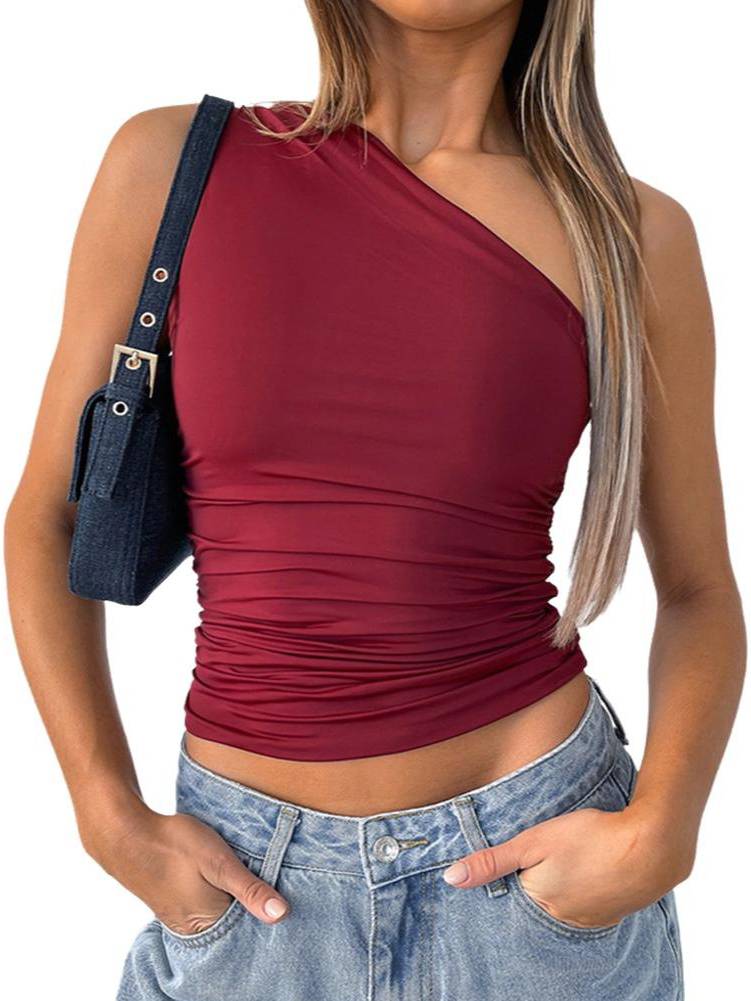 Off-shoulder Sleeveless T-shirt