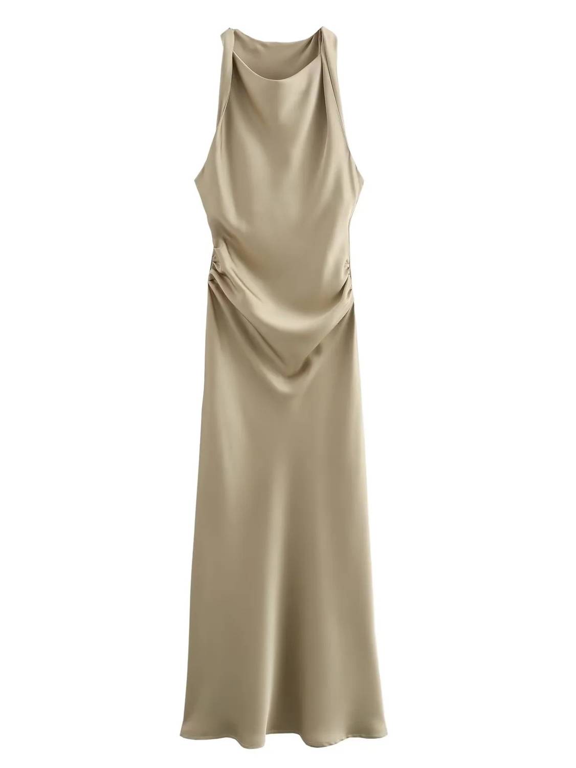Sleeveless Satin Maxi Dress