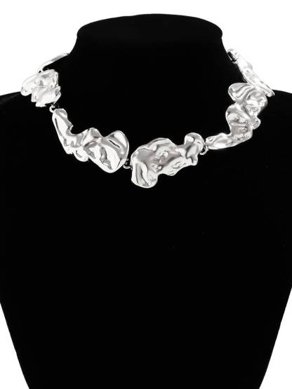 Irregular Pleated Necklace And Earrings