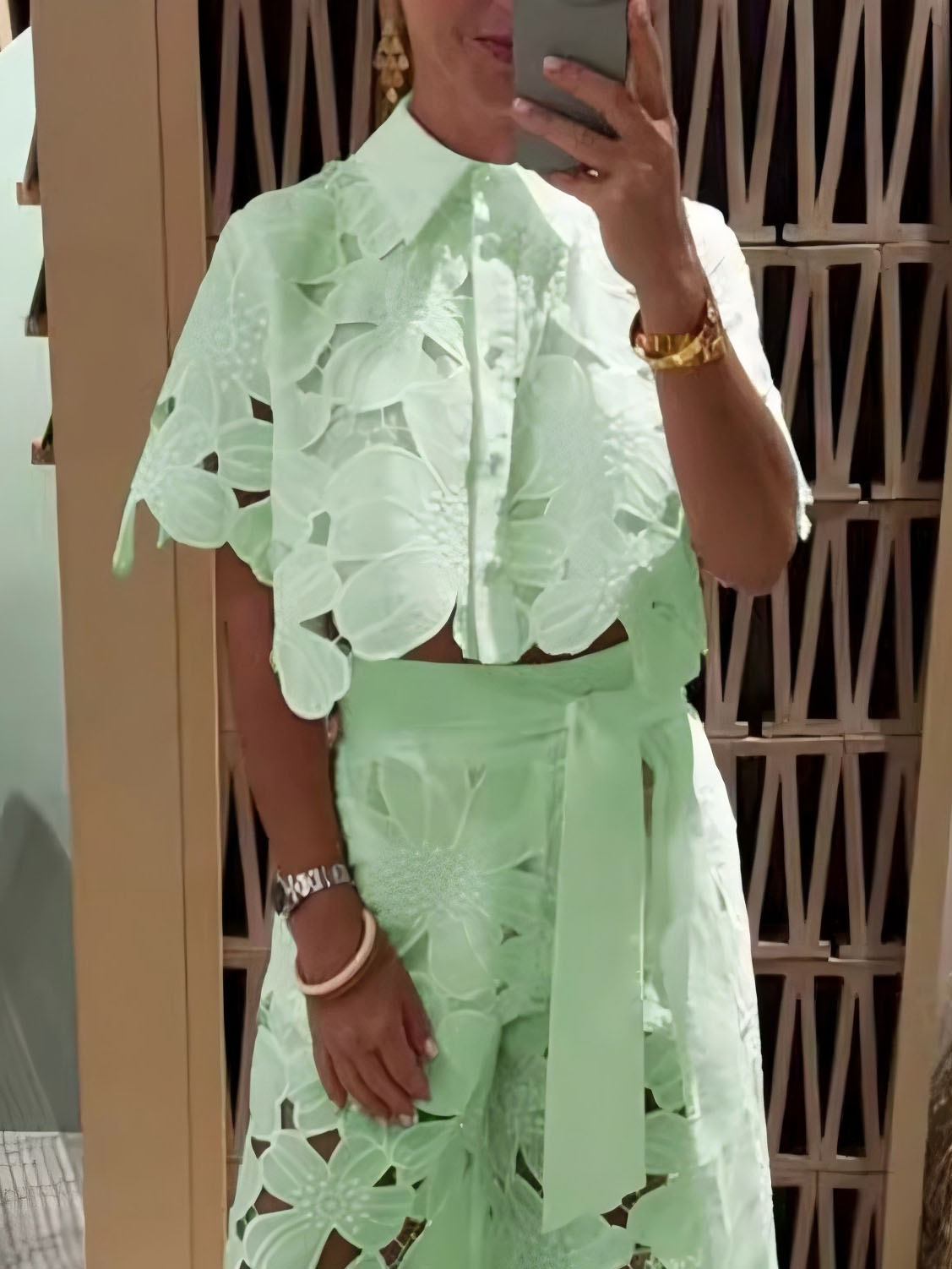 Exquisite Floral Embroidery Sexy Hollow Cardigan Top