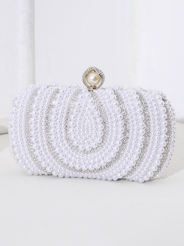 Vintage Ladies Pearl Evening Bag Handmade Beaded Embroidery Bag