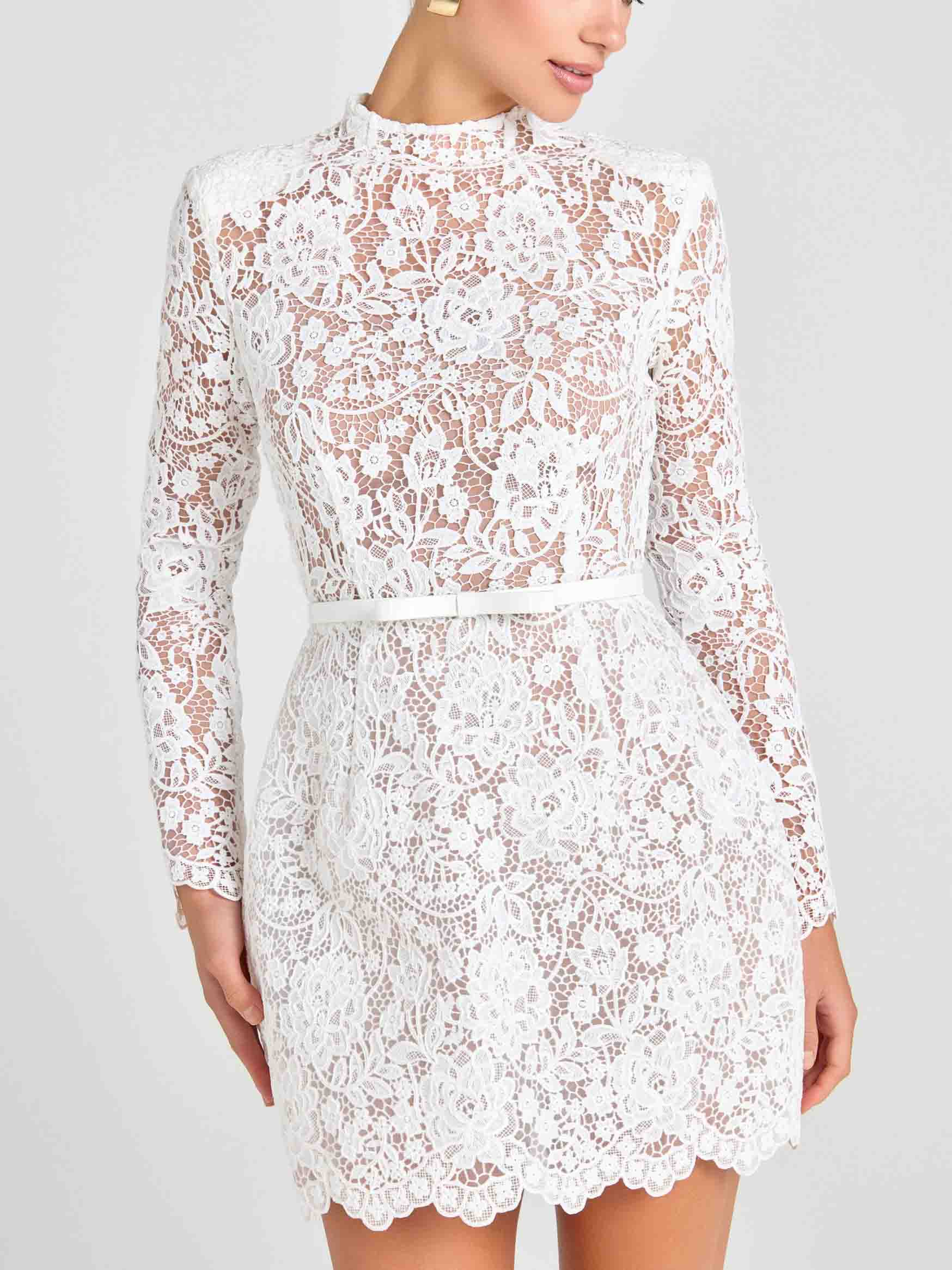 Elegant Short Sleeve Floral Lace Mini Dress