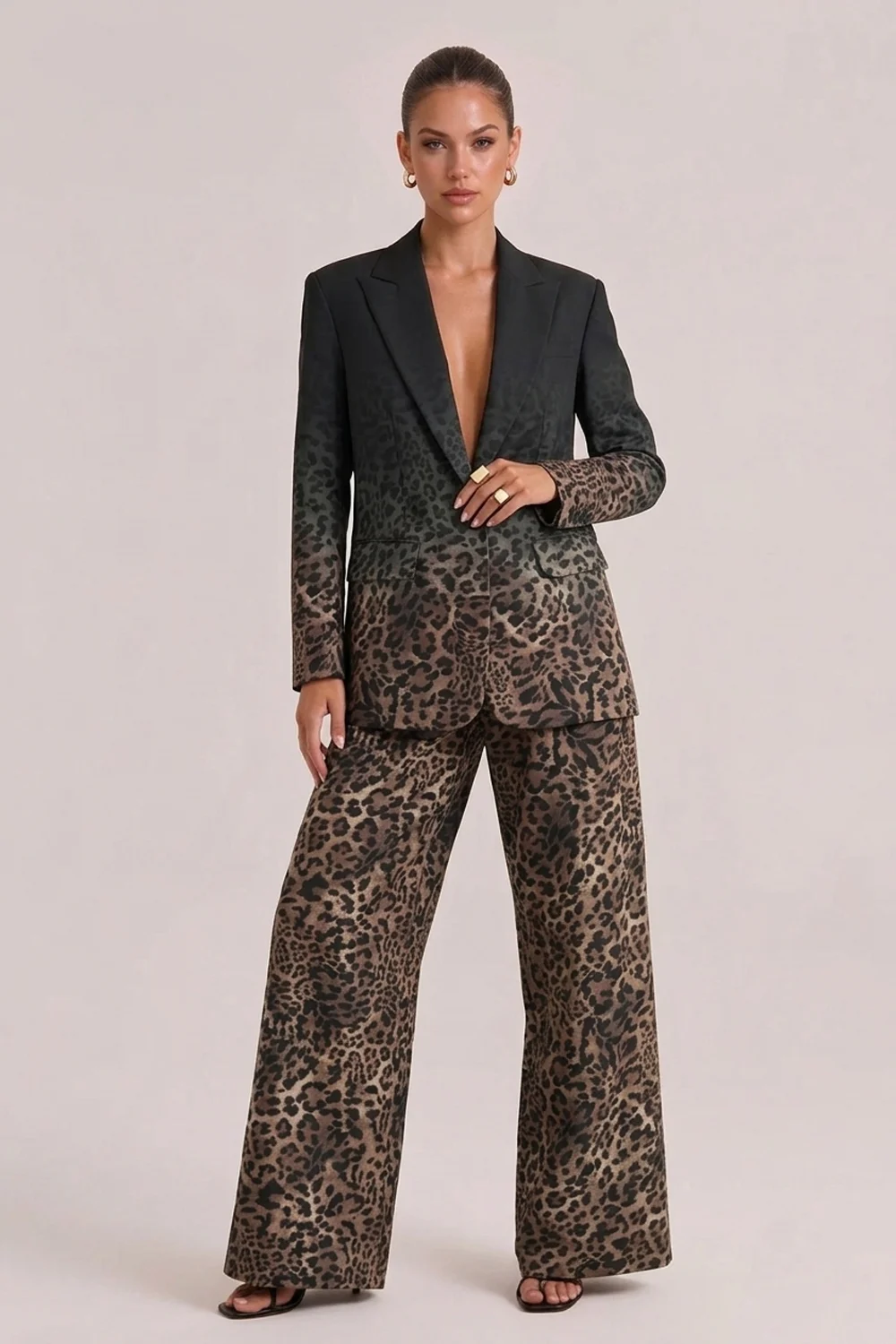 Ombré Leopard Print Blazer and Wide Leg Pants Two Piece Suit Set [erp-image:5ff21665c4cecf16ec19ac25]