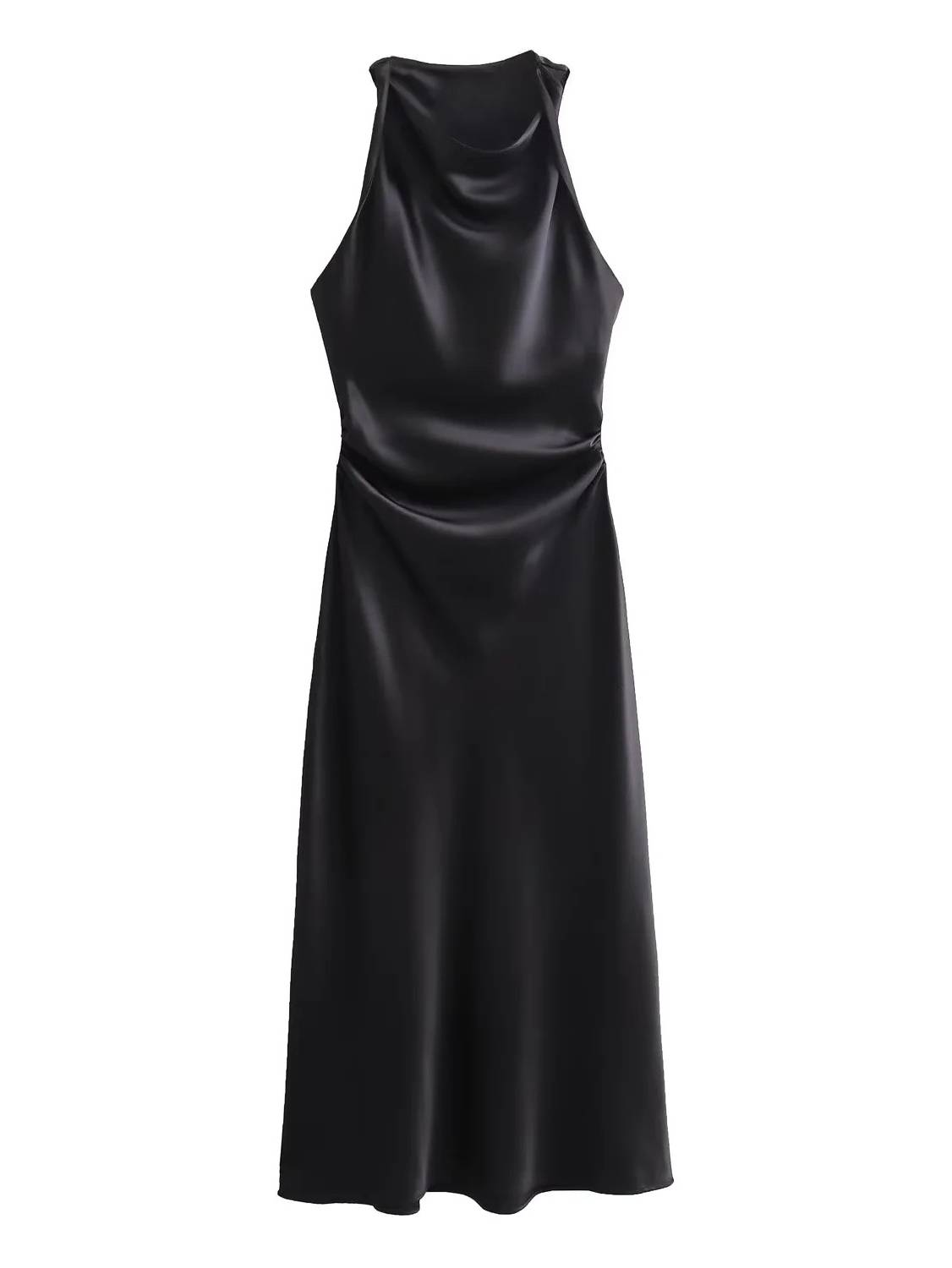Sleeveless Satin Maxi Dress