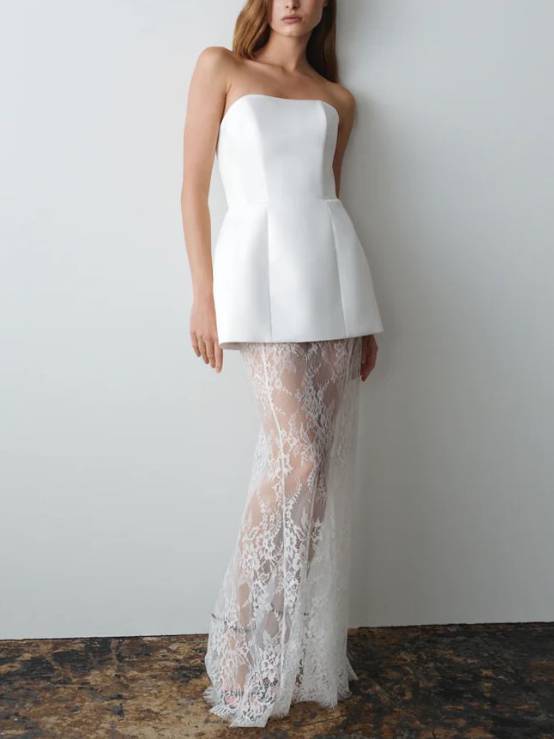 Elegant Tube Top Lace Maxi Dress