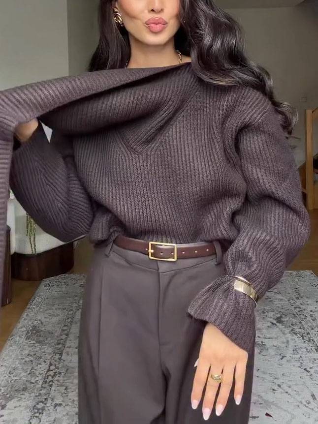 Scarf Design Pullover Sweater