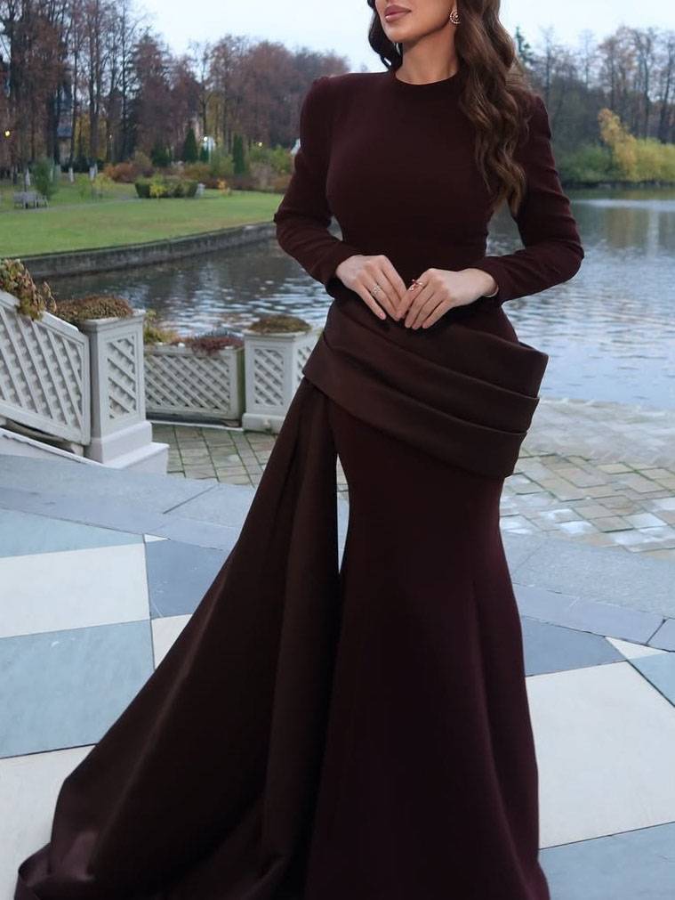 Pleated Ribbon Design Maxi Dress