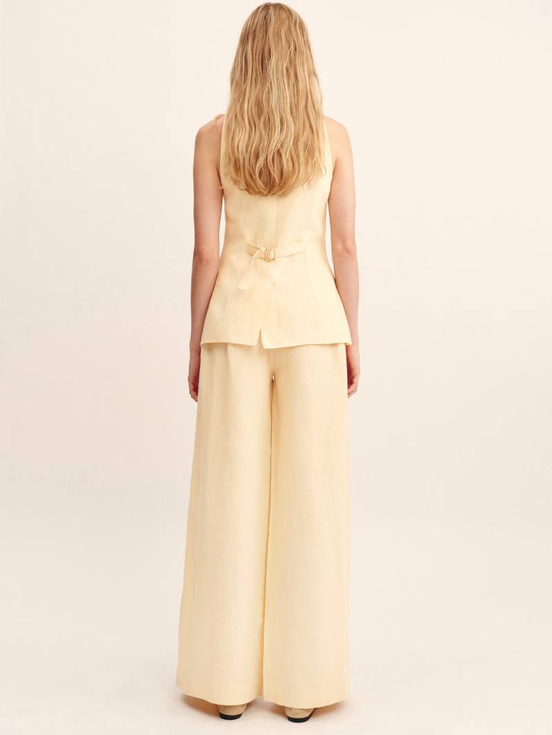 Minimalist Sling Tank Top And Wide Leg Pants Suit-Pants