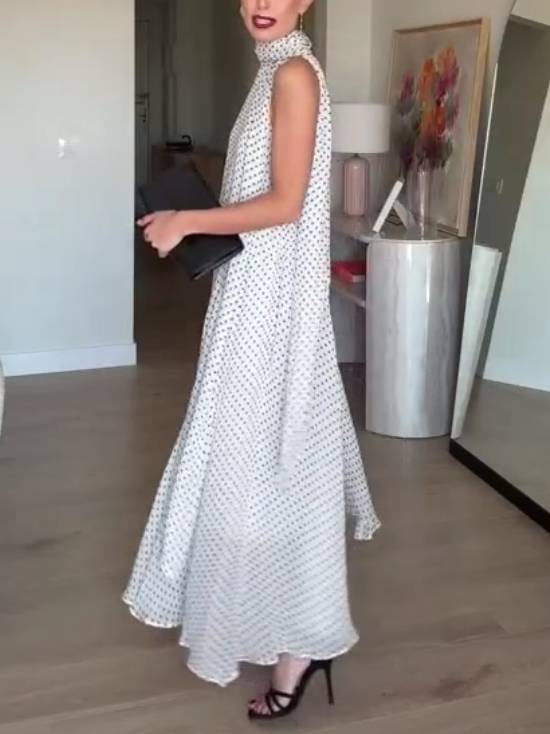 Irregular Hem Polka Dot Dress