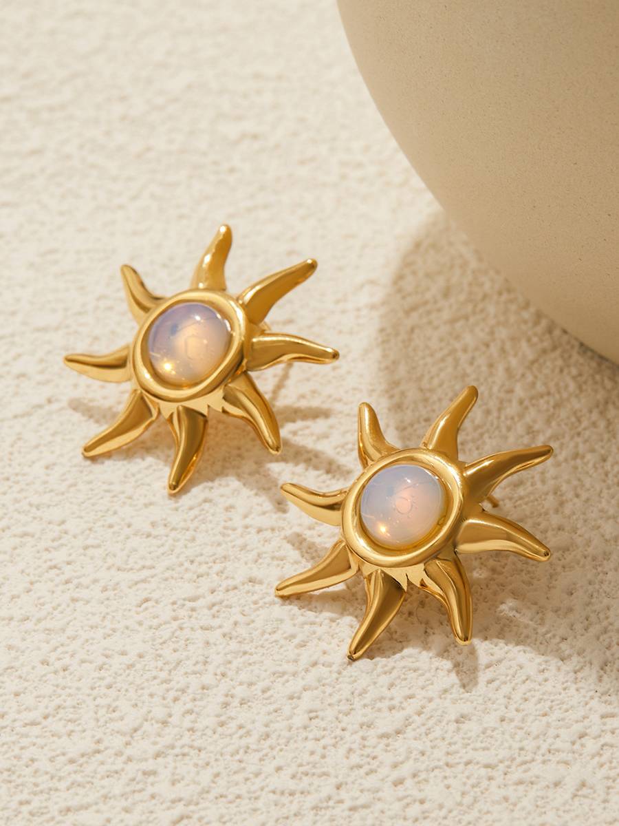 Vacation Style Sun Element Necklace Earrings Ring