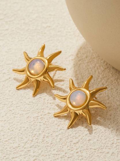 Vacation Style Sun Element Necklace Earrings Ring