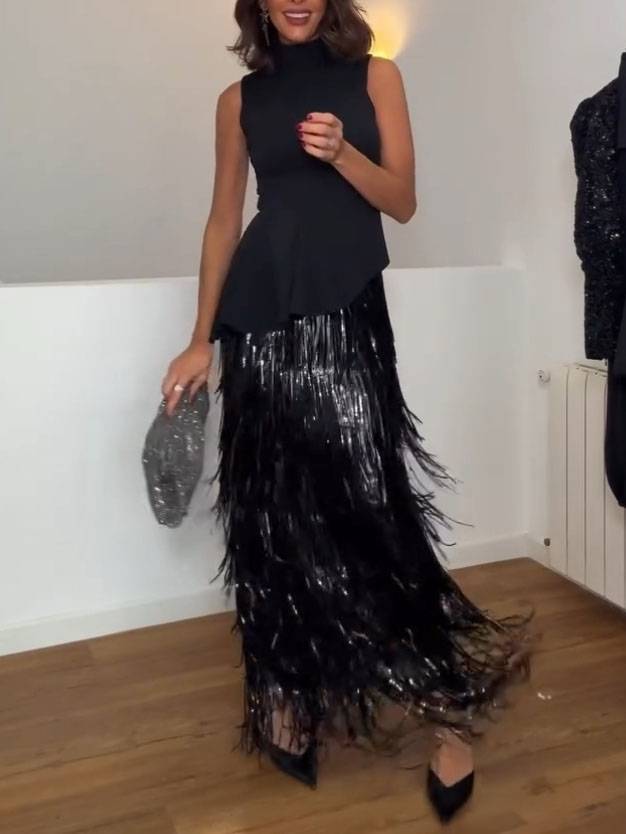 Tassel Design Sling Maxi Dress