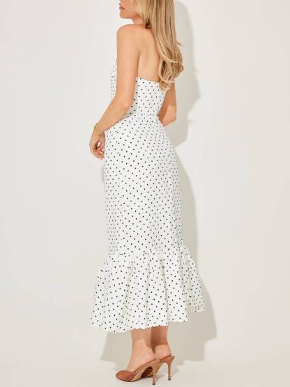 Slim-Fit Tube Top Fishtail Midi Dress