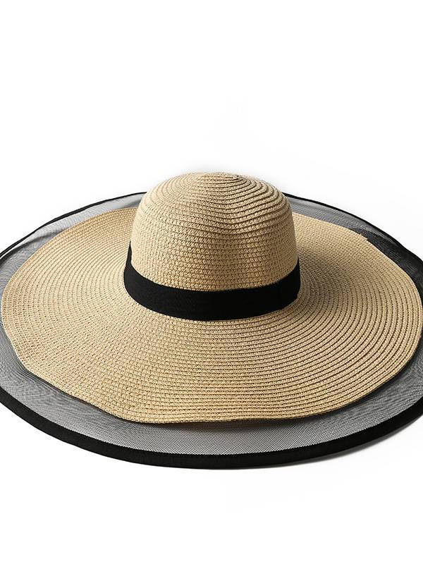 Mesh splicing Beach Seaside Vacation Straw Hat