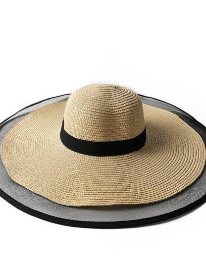 Mesh splicing Beach Seaside Vacation Straw Hat