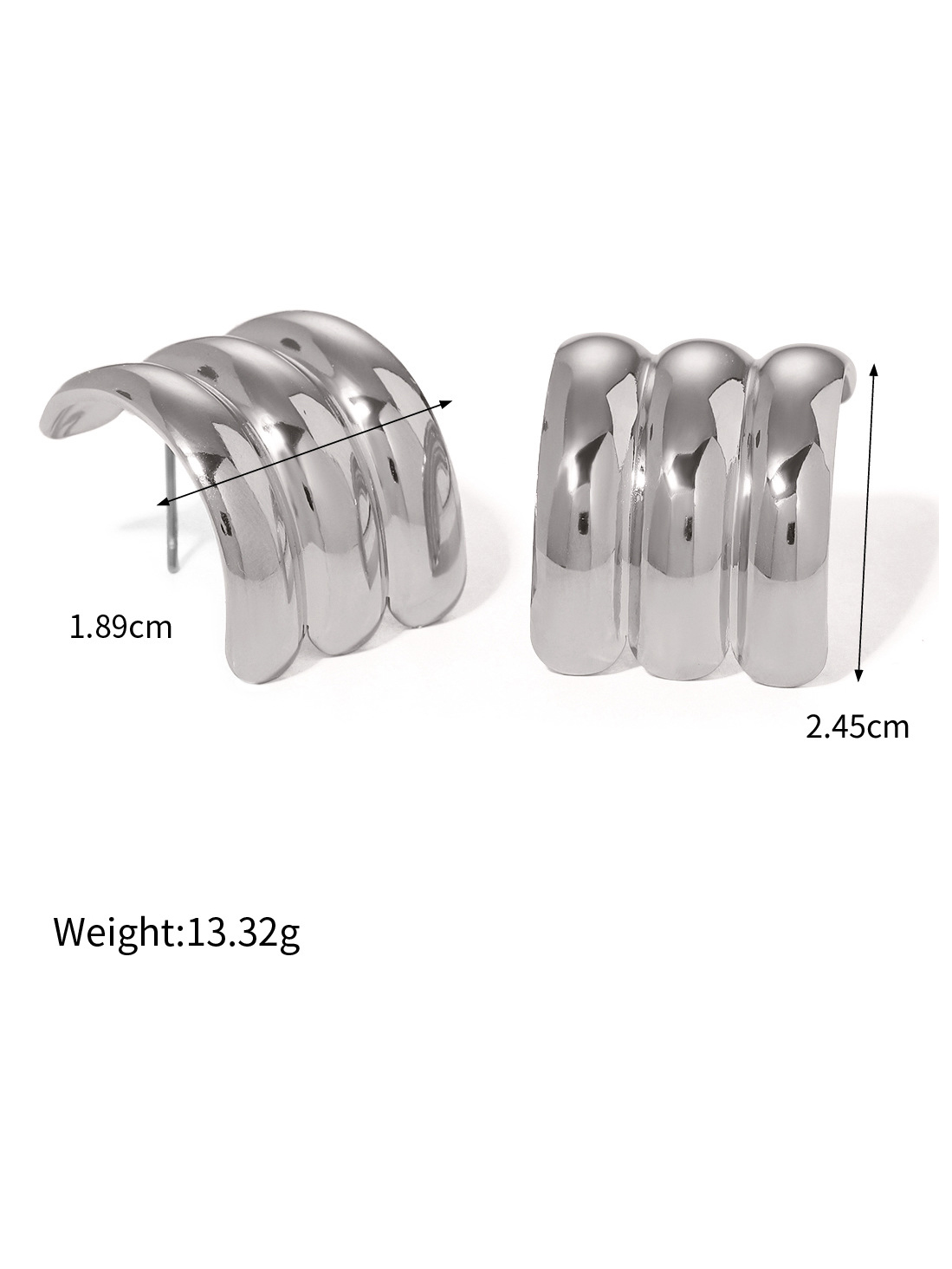 Square Large Wave Ribbed Earrings