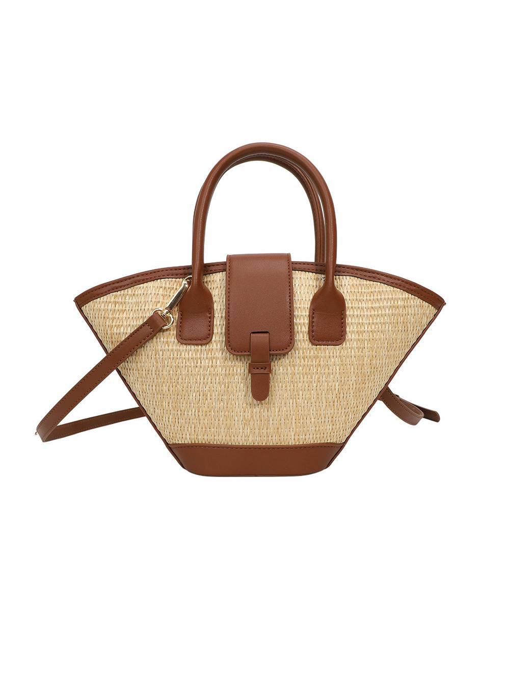 Vacation Style Straw And Leather Bag