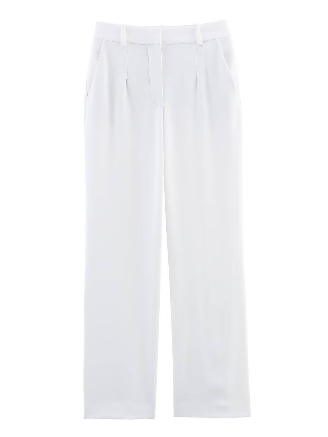 Minimalist V-neck Vest And Wide-leg Pants Suit-Pants